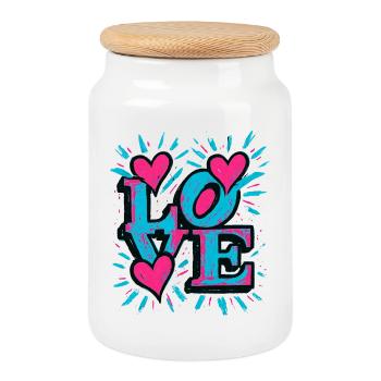Liebe – Herz – Valentinstag – Hochzeit - Keksdose mit Holzdeckel - Weiß - Vorne