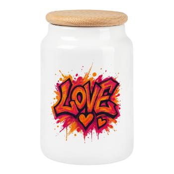 Liebe – Herz – Valentinstag – Hochzeit - Keksdose mit Holzdeckel - Weiß - Vorne