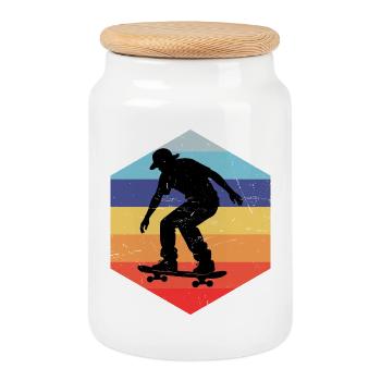 I love skateboarding cool motif for skaters - Cookie Jar with Wooden Lid - white - Front