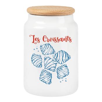 Les Croissants Esquisses Bleues - Boîte à biscuits avec couvercle en bois - blanc - Devant