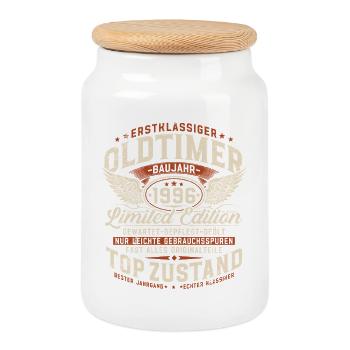 Oldtimer 1996 Baujahr 30. Geburtstag Geschenk - Keksdose mit Holzdeckel - Weiß - Vorne