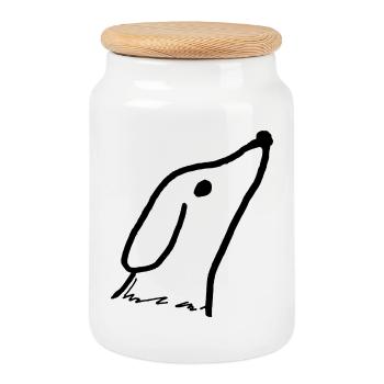 Amour Chien-Chien - Boîte à biscuits avec couvercle en bois - blanc - Devant