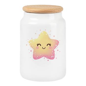 Pastellstern Kawaii Glanz - Keksdose mit Holzdeckel - Weiß - Vorne