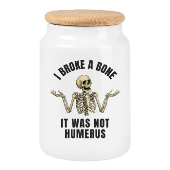 Humour de Lustiger Knochenbruch - Je me suis cassé un os - Boîte à biscuits avec couvercle en bois - blanc - Devant