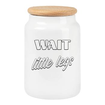 Attends, j’ai des petites jambes qui disent - Boîte à biscuits avec couvercle en bois - blanc - Devant