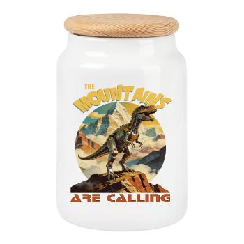The mountains are calling adventure Design - Cookie Jar with Wooden Lid - white - Front