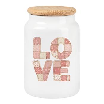 J’adore le design de patchwork rose Trend Design - Boîte à biscuits avec couvercle en bois - blanc - Devant
