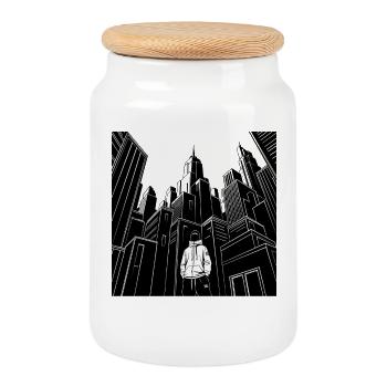 Design de sweat à capuche urbain urbain City Skyline - Boîte à biscuits avec couvercle en bois - blanc - Devant