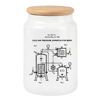 Appareil de pression d’air froid pour brevet de bière - Boîte à biscuits avec couvercle en bois - blanc - Devant
