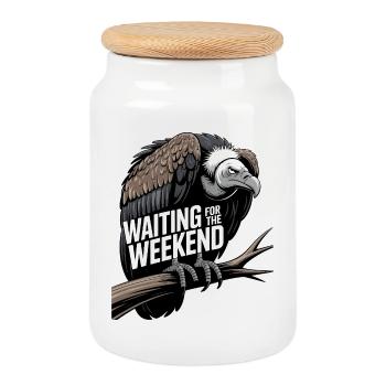 En attendant le week-end - Boîte à biscuits avec couvercle en bois - blanc - Devant