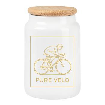 Pure Velo Gold Line Cyclist - Cookie Jar with Wooden Lid - white - Front