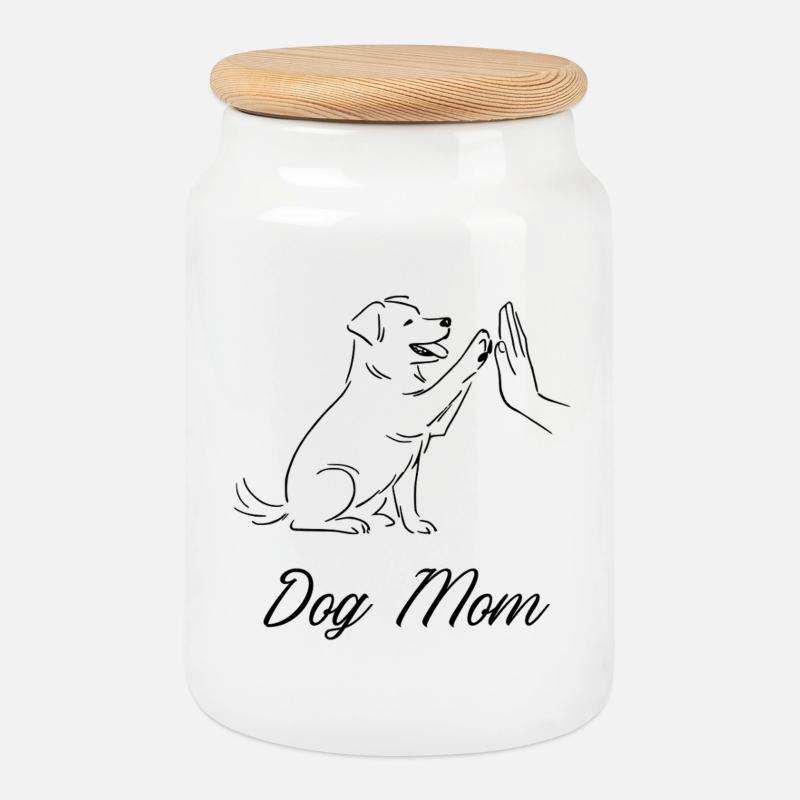 Dog Mom - Keksdose mit Holzdeckel - Weiß