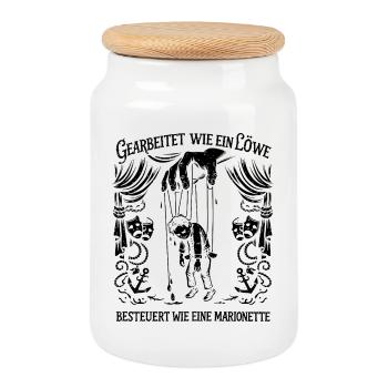 Travaillait comme un lion, - Boîte à biscuits avec couvercle en bois - blanc - Devant