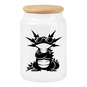 Axolotl cool avec des lunettes de soleil - Boîte à biscuits avec couvercle en bois - blanc - Devant
