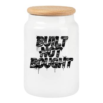 Camouflage Built Not Bought Car Tuning Scene Trend - Cookie Jar with Wooden Lid - white - Front
