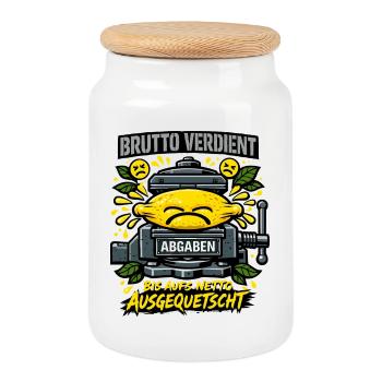 Pressé vers le filet - Boîte à biscuits avec couvercle en bois - blanc - Devant