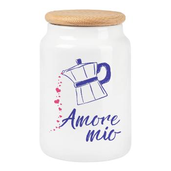 Amore_mio_epsresso_herz_ - Boîte à biscuits avec couvercle en bois - blanc - Devant
