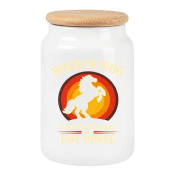 Légende 1966 Mythe du Cheval de Feu rétro - Boîte à biscuits avec couvercle en bois - blanc - Devant