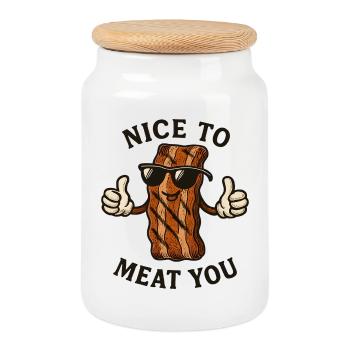 Bacon mit Sonnenbrille Nice to Meat You - Keksdose mit Holzdeckel - Weiß - Vorne