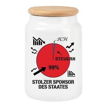 Proud sponsor of the state - Cookie Jar with Wooden Lid - white - Front