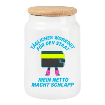 Entraînement quotidien pour l’État - Boîte à biscuits avec couvercle en bois - blanc - Devant