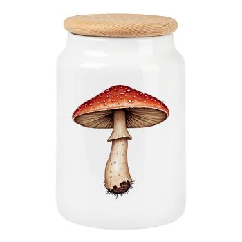 fly agaric - Cookie Jar with Wooden Lid - white - Front