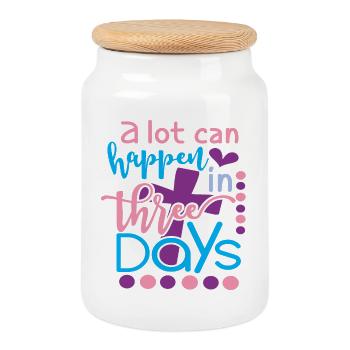 A Lot Can Happen In 3 Days Christian Easter Quote - Cookie Jar with Wooden Lid - white - Front