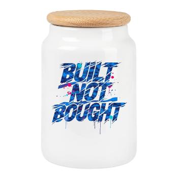 Built Not Bought – JDM Car Scene Camouflage Street - Cookie Jar with Wooden Lid - white - Front