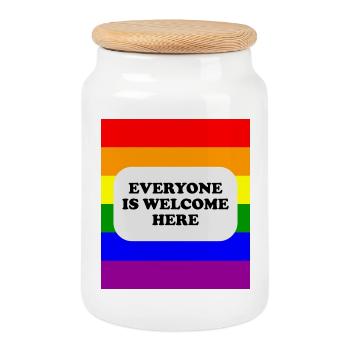 LGBT safe space rainbow flag - Cookie Jar with Wooden Lid - white - Front
