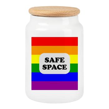LGBT-Safe-Space-Regenbogenflagge - Keksdose mit Holzdeckel - Weiß - Vorne
