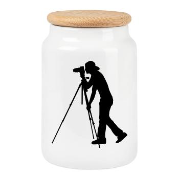 Photographer Fotograf Fotografie - Keksdose mit Holzdeckel - Weiß - Vorne