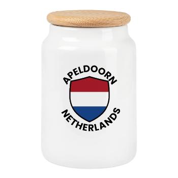 Apeldoorn Shield, Niederlande - Keksdose mit Holzdeckel - Weiß - Vorne