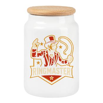 Circus Director Funny Children's Circus - Cookie Jar with Wooden Lid - white - Front