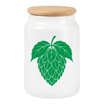 Hopfen - Keksdose mit Holzdeckel - Weiß - Vorne