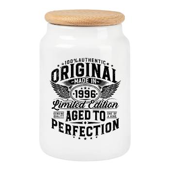 Original 1996 Jahrgang Vintage Geburtstag Geschenk - Keksdose mit Holzdeckel - Weiß - Vorne