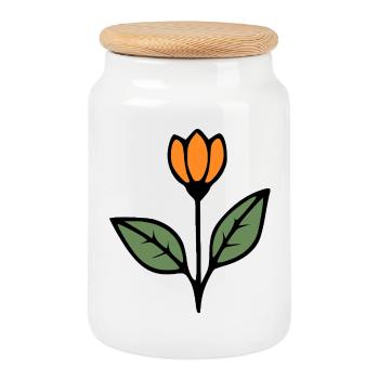 Flower Tulip Flowers Blossom Gift Idea Mother - Cookie Jar with Wooden Lid - white - Front