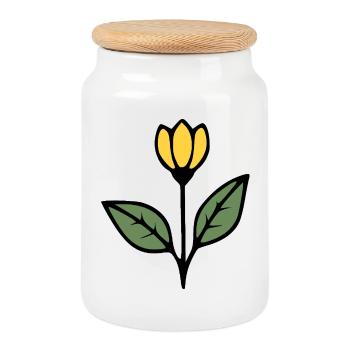 Idée cadeau fleur Tulipe Fleurs Fleurs Maman - Boîte à biscuits avec couvercle en bois - blanc - Devant