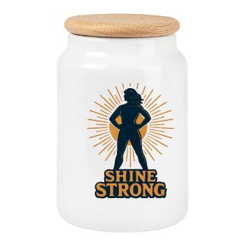 Shine Strong Silhouette Sun Rays - Cookie Jar with Wooden Lid - white - Front