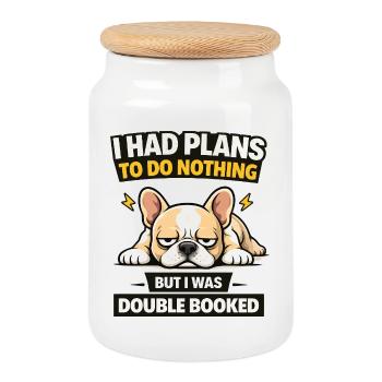 Double Booked Bulldog Do Nothing Tee - Cookie Jar with Wooden Lid - white - Front
