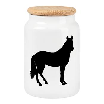 Cheval - Boîte à biscuits avec couvercle en bois - blanc - Devant