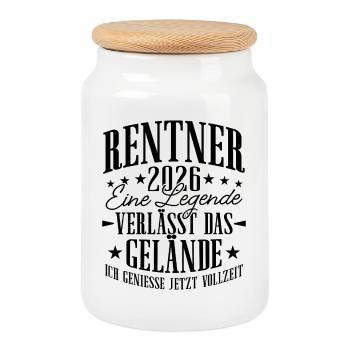 Rentner 2026 Rente Ruhestand Geschenk - Keksdose mit Holzdeckel - Weiß - Vorne