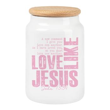 Love Like Jesus – Bible Verse John 13:34 | Christian - Cookie Jar with Wooden Lid - white - Front