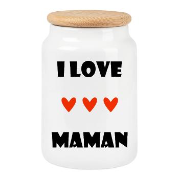 MAMAN. SUPER MAMAN. FÊTE DES MÈRES. COEUR. FÊTE - Boîte à biscuits avec couvercle en bois - blanc - Devant