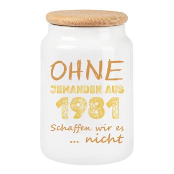 es 1981 - Keksdose mit Holzdeckel - Weiß - Vorne