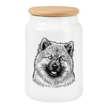 Eurasier | Papillon - Boîte à biscuits avec couvercle en bois - blanc - Devant