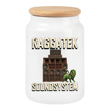 Raggatek Lion Soundsystem Jamaïque - Boîte à biscuits avec couvercle en bois - blanc - Devant
