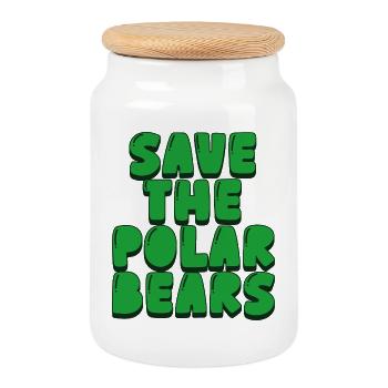 Sauvez les ours polaires - Boîte à biscuits avec couvercle en bois - blanc - Devant