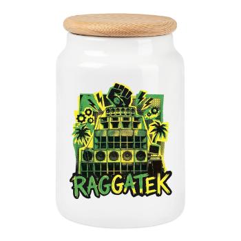 Système de son Raggatek Jungle - Boîte à biscuits avec couvercle en bois - blanc - Devant