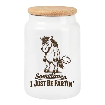 Parfois, je pète simplement. Les cavaliers pètent - Boîte à biscuits avec couvercle en bois - blanc - Devant