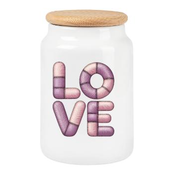 Sweet Patchwork Love for Girls & Teens - Cookie Jar with Wooden Lid - white - Front
